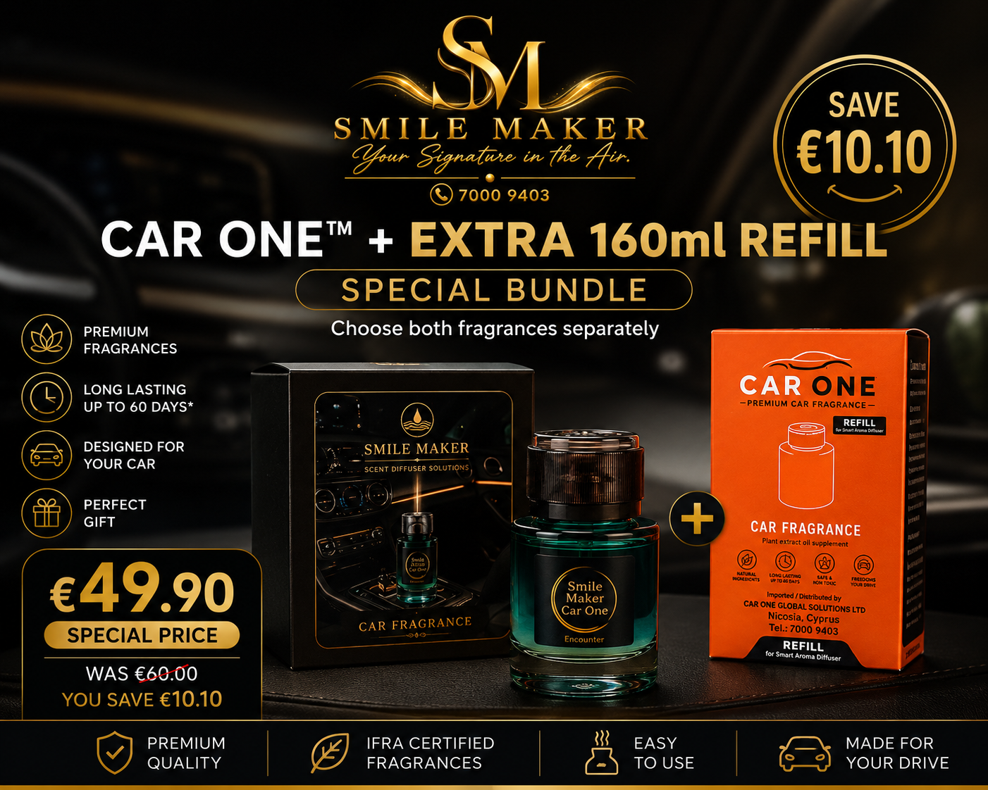 Smile Maker Car One™ + Extra 160ml Refill – Special Bundle